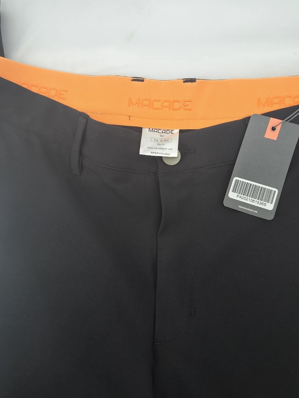 Macade Golf Tailored Stretch Slim Fit Black Jogger Pants Ankle Zip Size 36 Short